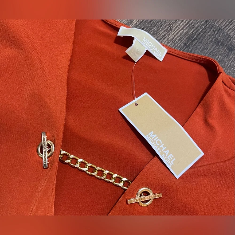 Michael Kors Woman’s Medium Rust Long Sleeve Blouse - Picture 5 of 6